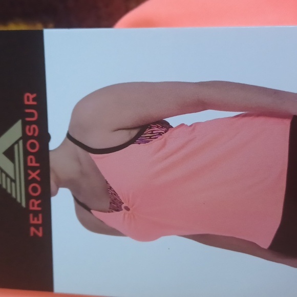 ZeroXposur ~ R$94 NEW Tankini Swim Suit Top ~ Size S ~ UPF 30+ Neon Orange - Picture 3 of 5